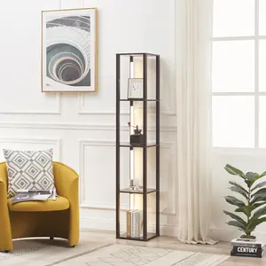 FENLO Fancy 64" Display Shelf with Lights, LED Shelf Floor Lamps for Living Room, Luxury Shelves For Collectibles