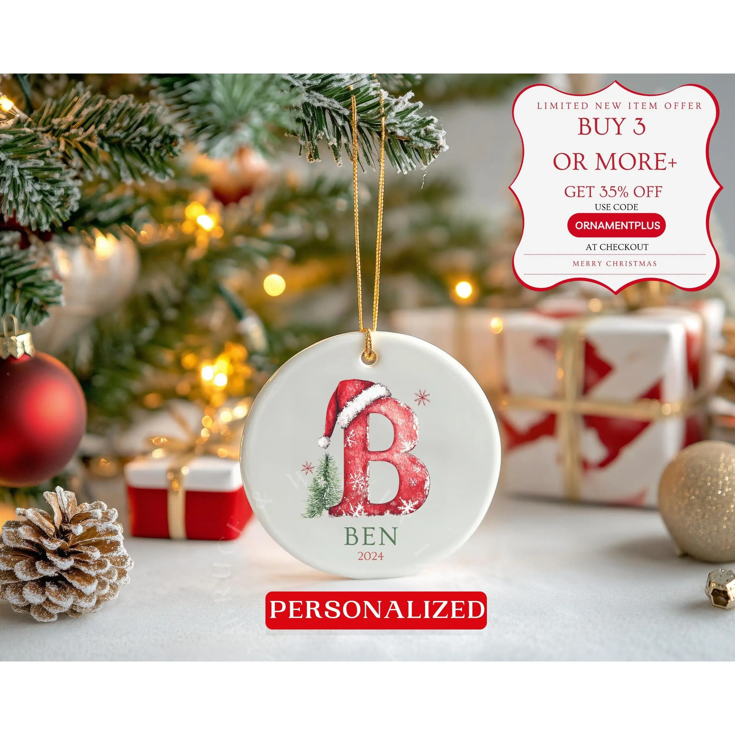 Personalized Christmas Ornaments, Personalized Letter Name Ornament, Custom Family Ornaments, Family Christmas Ornaments