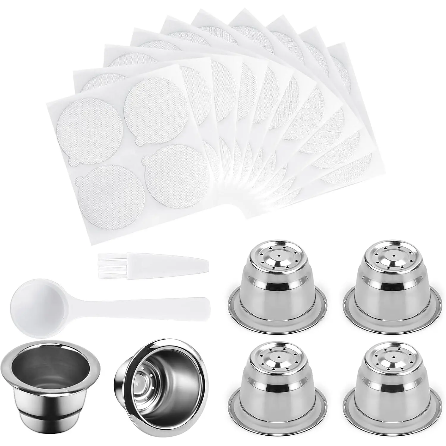 Capsules for  OriginalLine - 6 count Espresso Refillable Pods Stainless Steel Coffee Pods Compatible for  Originaline Machine(6 Pods+200pcs Lids)