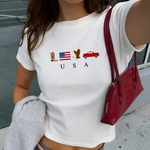 USA Icons Ribbed Baby Tee, America Ribbed Baby Tee, 4th of July Top, Western Cowboy Tee, USA 250th Anniversary, Patriotic Gift