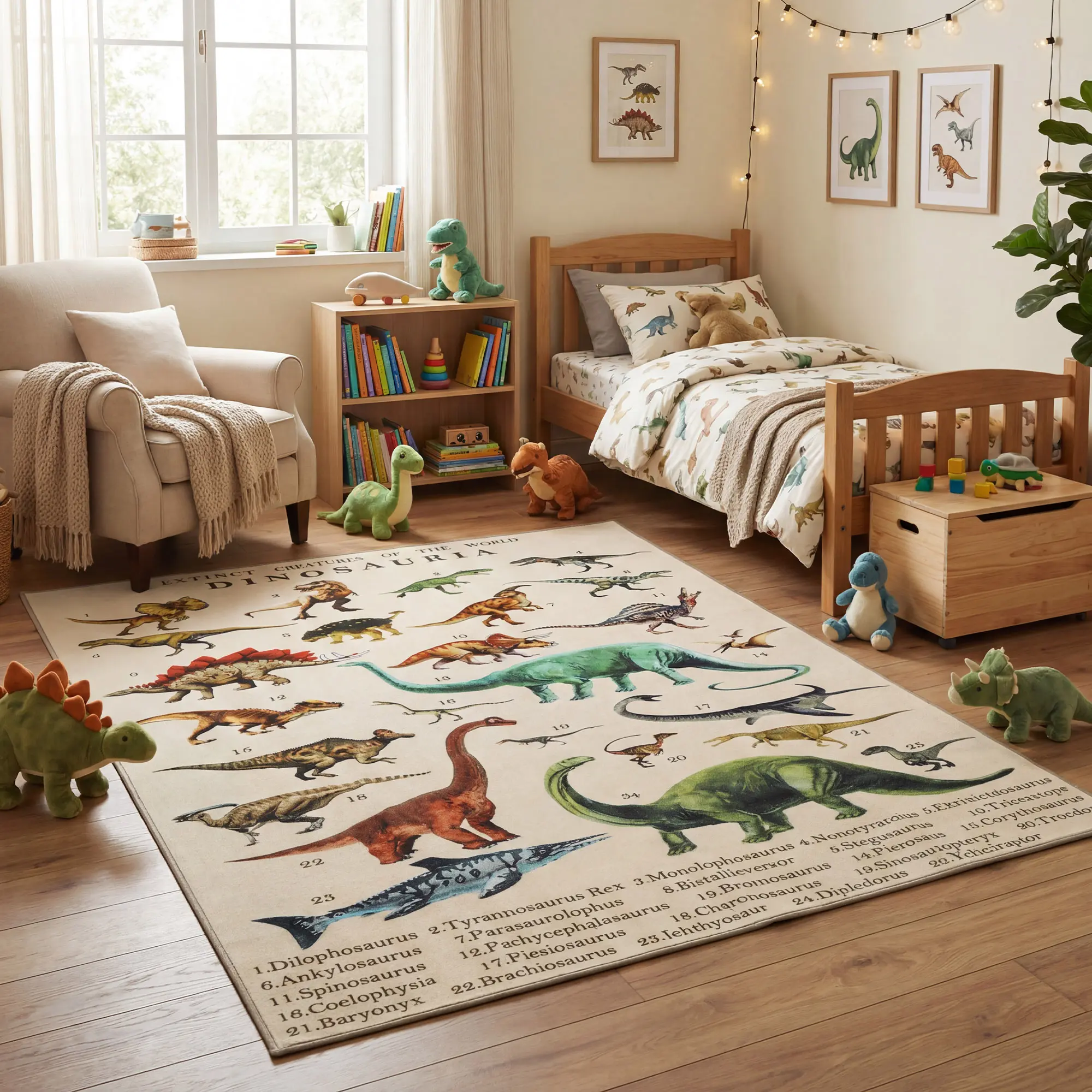 Extra Large 79" x 59" Dinosaur Play Mat for Toddlers, Soft Khaki Crawling Mat, Perfect Nursery Rug for Living Room Floor, Bedroom Playtime & Tummy Time Activities
