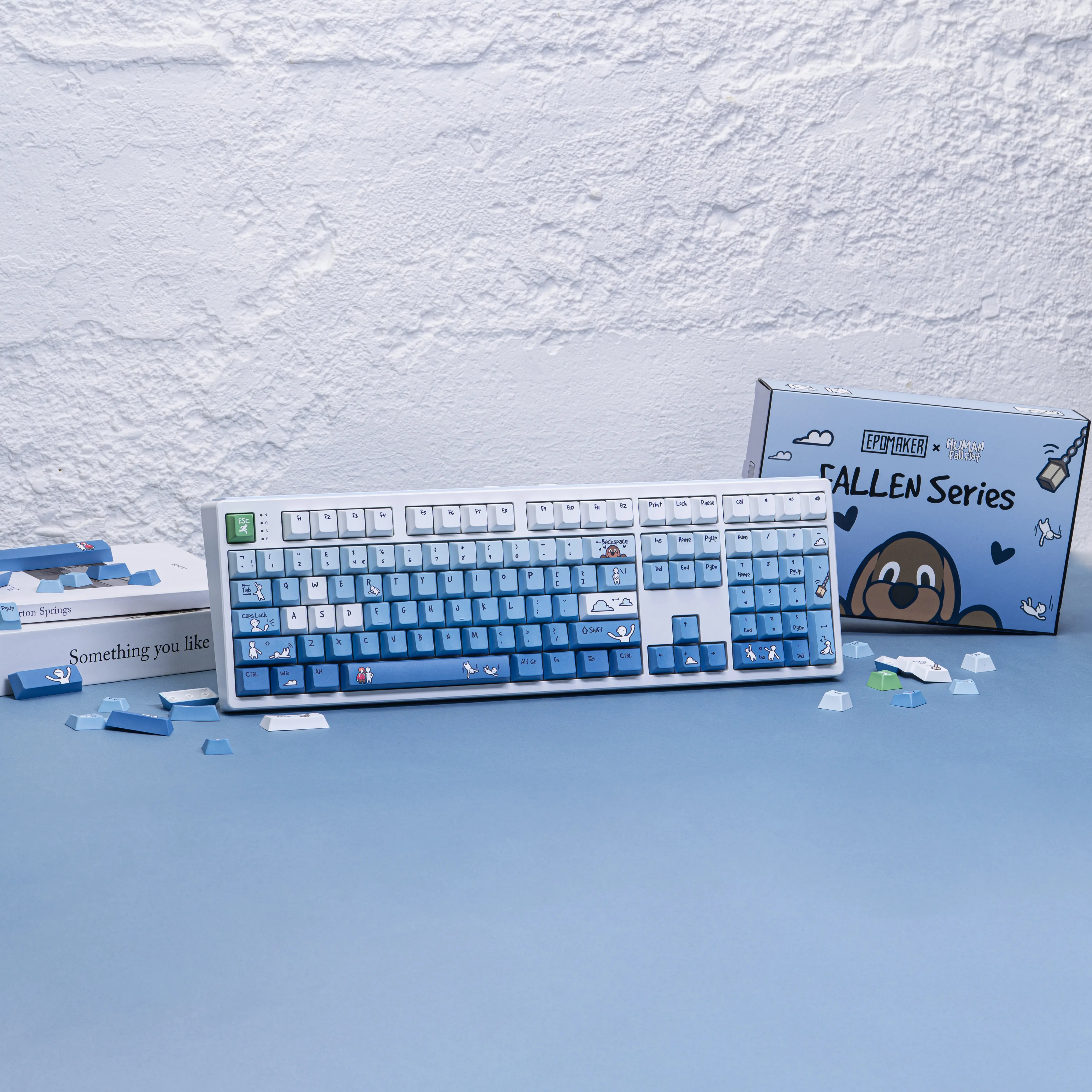 EPOMAKER x Human Fall Flat Fallen Series PBT Keycaps for Gaming Keyboard UK Layout Version Keycaps 139-Key Dye-Sub Cherry Profile Keycaps Set Non-Shine-Through, Top Printed Legend, Compatible with Cherry MX/Gateron/Kailh/Outemu Switches