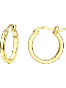 18K Gold Plated Hoop Earrings - Hoop Earrings Womens Hypoallergenic Hoops | Square Tube Hoop Earrings for Women 15mm/20mm/30mm/40mm