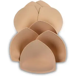 Bra Pad Inserts 4 Pairs, Bra Pads Sewn Padded for Sports Bra A/B or C/D,D/E Cup Beige or Black, White Optional