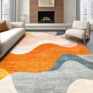 Colorful Gradient Swirl Abstract Art Pattern Faux Cashmere Area Rug Soft Plush Floor Covering for Living Room Bedroom Entryway – Washable Non-Slip Durable Modern Chic Home Decor Carpet