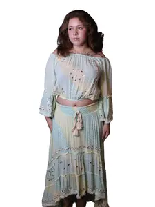 Blue and Yellow Shirt and Skirt Set - Chic Womenswear Ensemble for Versatile Daily Wear