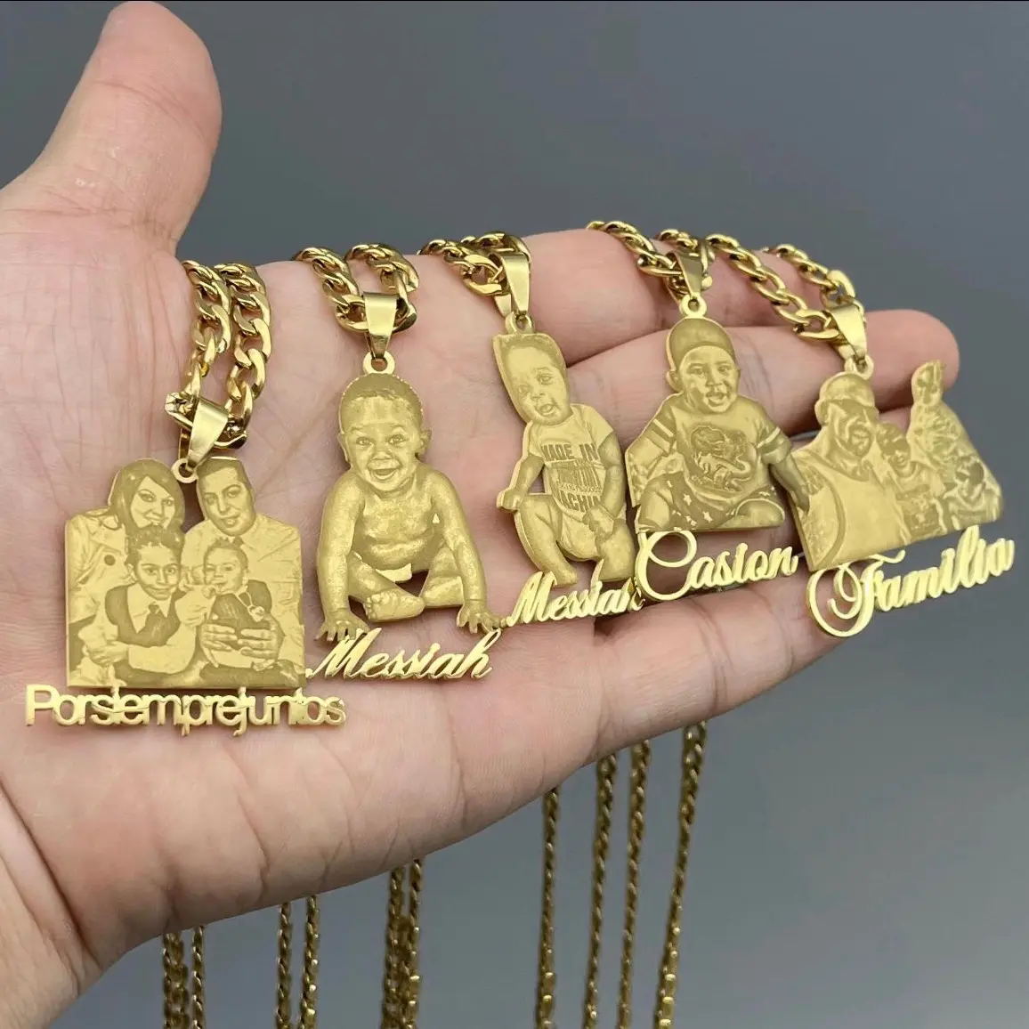 Personalized portrait name necklace Female Male Male Male