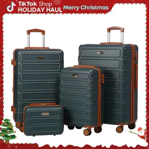 4 Piece Luggage Sets, Durable ABS Expandable Suitcase with TSA Lock, Great for Travel & Family Vacation