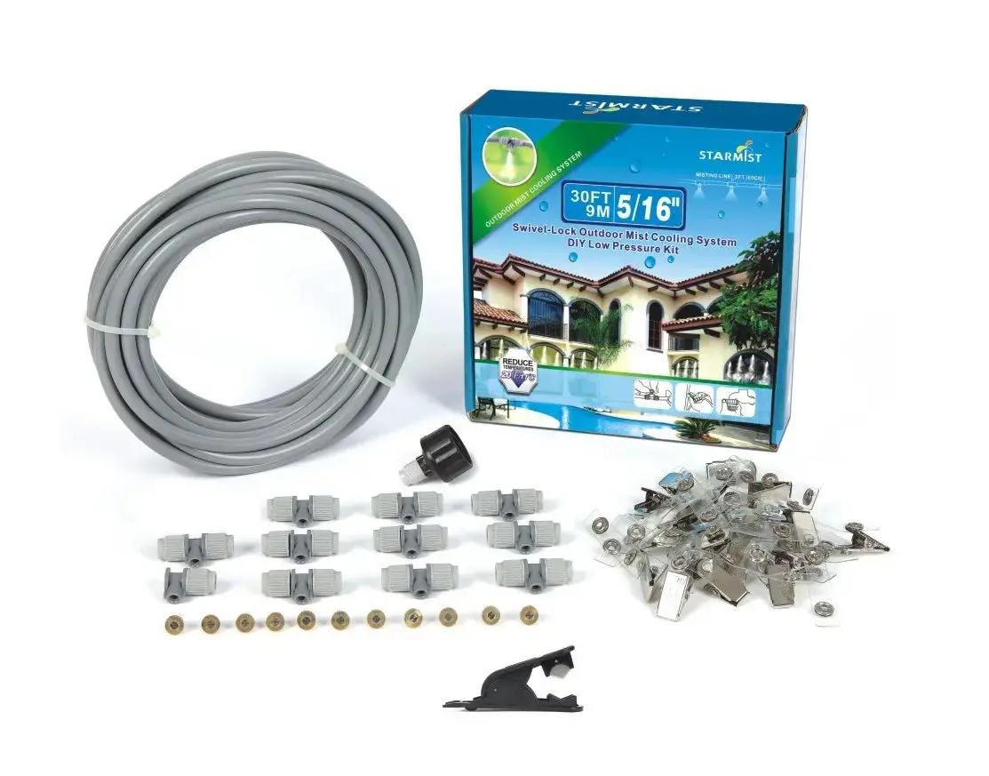 Starmist Push-In Outdoor Mist Cooling System DIY Low Pressure Kit 9m/30'