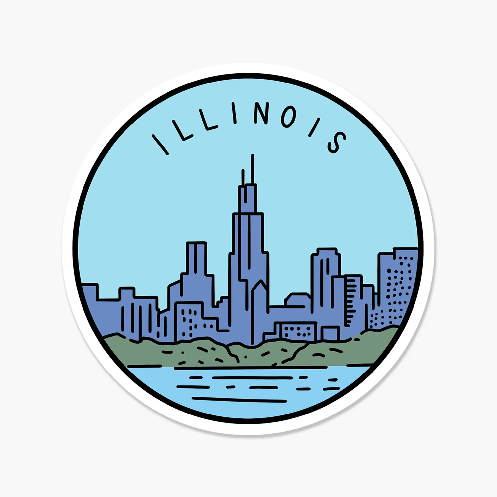 Illinois Illustrated US State 3 x 3 in - Travel Sticker