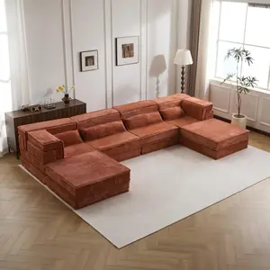 SOUTTEE 157.48“ High-End 36-Way Modular Sofa Premium Convertible Sectional Floor Couch with Solid Structure Luxurious Fabric & High-Density Sponge for Modern Home Decor
