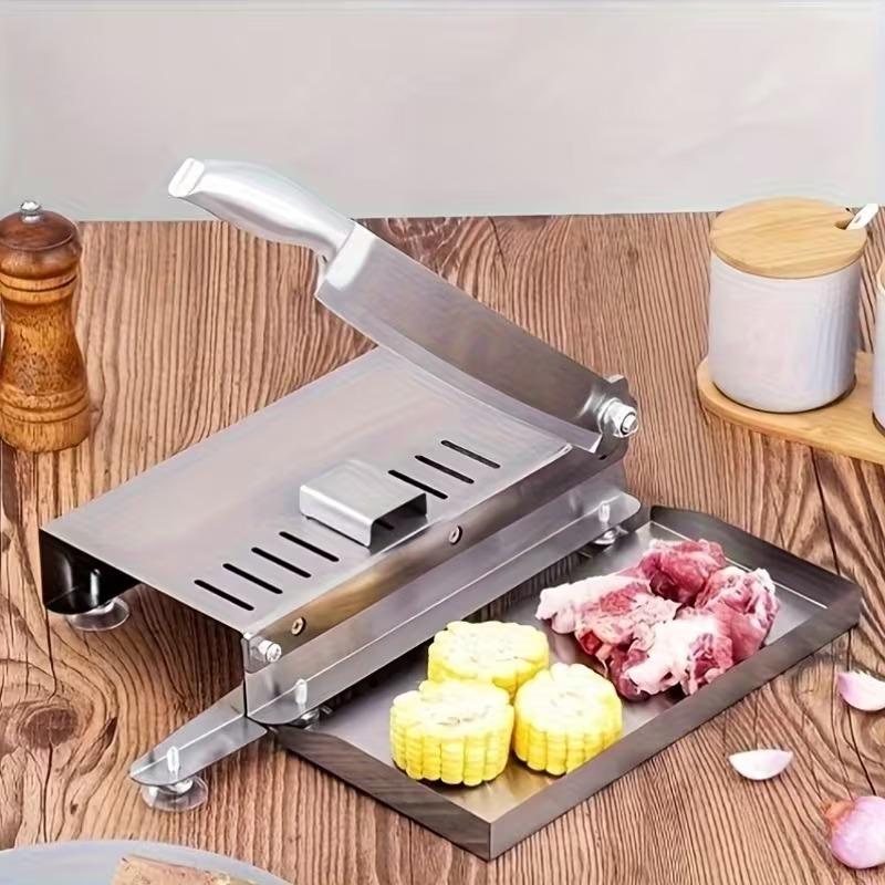 Stainless Steel Manual Slicer Meat Cutter Cutter Slicing Knife Easy To Clean Stainless Steel Manual Meat Cutter Suitable For Frozen Beef, Vegetables And Bones, Ideal Kitchen Gadget