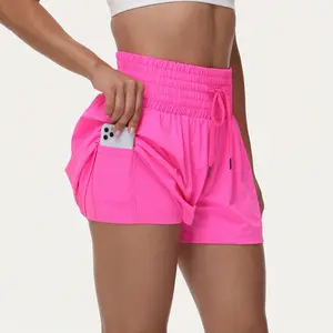 High-Waisted 2-in-1 Flowy Athletic Shorts For Women Gym Workout Running Lounge Pants With Pocket Tennis Golf Shorts Elastic Drawstring Cute Clothes Summer Outfits  Sportswear Hiking Exercise Cycling Outdoor