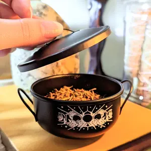 Mini Cast Iron Cauldron for Witches – Small Black Cauldron for Burning Herbs, Incense & Altar Rituals