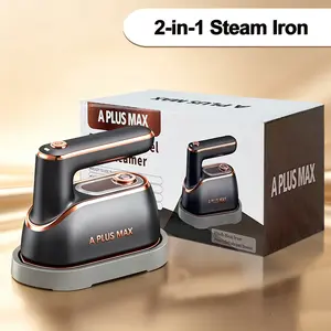 A PLUS MAX 2-in-1 Foldable Travel Steamer & Iron – Rotary Handheld Wrinkle Remover, Fast Heat-Up, Large Soleplate, 150ml Water Tank, Lightweight for Home, Dorm, College,Portable Handheld Garment Steamer