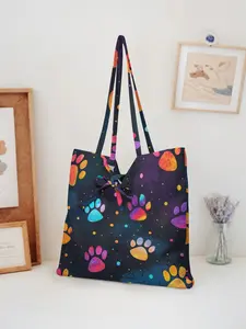 Dog Paw Print Tote Bag, Unique Print, Stylish Fashion Belted Shoulder Backpack, Convenient Carrying, Reusable, Environmentally Friendly Handbag, Multifunctional Shopping Bag for All Seasons, Eco Friendly Totes