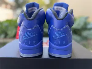 Bright Royal Blue Grain Leather Elastic Mesh Full Blue Integrated Ice Blue Air Cushion Mid Top Trainers