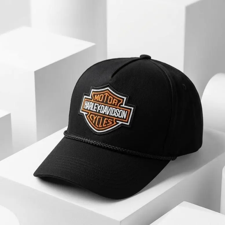 Harley Motor Cycles Embroidered Patch Trucker Hat – Gray Black Mesh Back Snapback Cap, Heavy Equipment Mechanic Work Hat for Men, Adjustable Fit