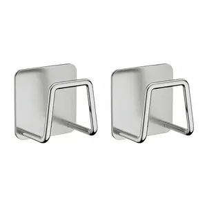 2-Piece Stainless Steel Sponge Holder Rack, Wall-Mounted Drainage Shelf, Partition Storage, Ventilated Base, Rustproof Kitchen Tool