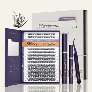 GlowVane TrueCurve Lash Clusters Kit, 0.03mm Soft Fluffy Long-Lasting Waterproof 8-18mm DIY Eyelash Set for Beginners Natural Daily Volume Style