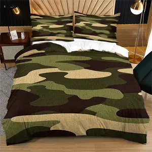Camouflage print pattern soft and durable bedding set, including 1 duvet cover and 1 or 2 pillowcases, without a quilt or pillow insert, suitable as gifts for children or adults, modern style fashionable bedroom bed decor