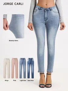 JORGE CARLI Women's Slim-Fit High Stretch Low Waist Jeans, Fashionable and Comfortable, Perfect for Daily Wear, Casual Essential