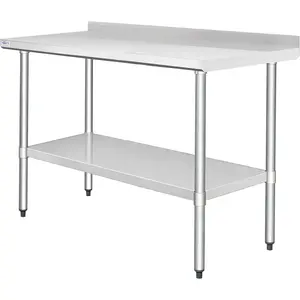 HARDURA Stainless Steel Table with Backsplash Metel Prep Table Commercial Kitchen Workbench 24x60 Inches NSF