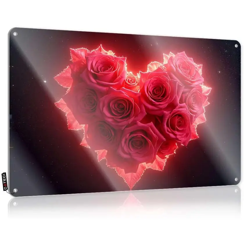 Heart Shaped Aluminum Rose Bouquet Sign Vintage Garage and Office Decor for Men Aluminum Metal Beer Sign 20X30CM
