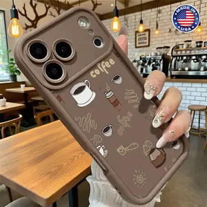 Cute Coffee Cup Cartoon Aesthetic Pattern Case for iPhone 17 16 15 14 Pro Max 13 12 11 XR XS Plus Air Slim Shockproof Anti Scratch Durable TPU Protective Cover