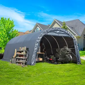 Heavy Duty Carport, Portable Garage with All-Steel Metal Frame and Round Style Roof, Anti-Snow Car Canopy Outdoor Storage Shelter for Car, Truck, Boat