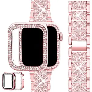 Fashion Adjustable Smartwatch Band & Protective Cover Case Kit, Summer Watch Protector Includes 1 Watch Band & 2 Protective Cases, Suitable for iWatch Series, Protection, Smart Watch Strap, Watch Screen Cover