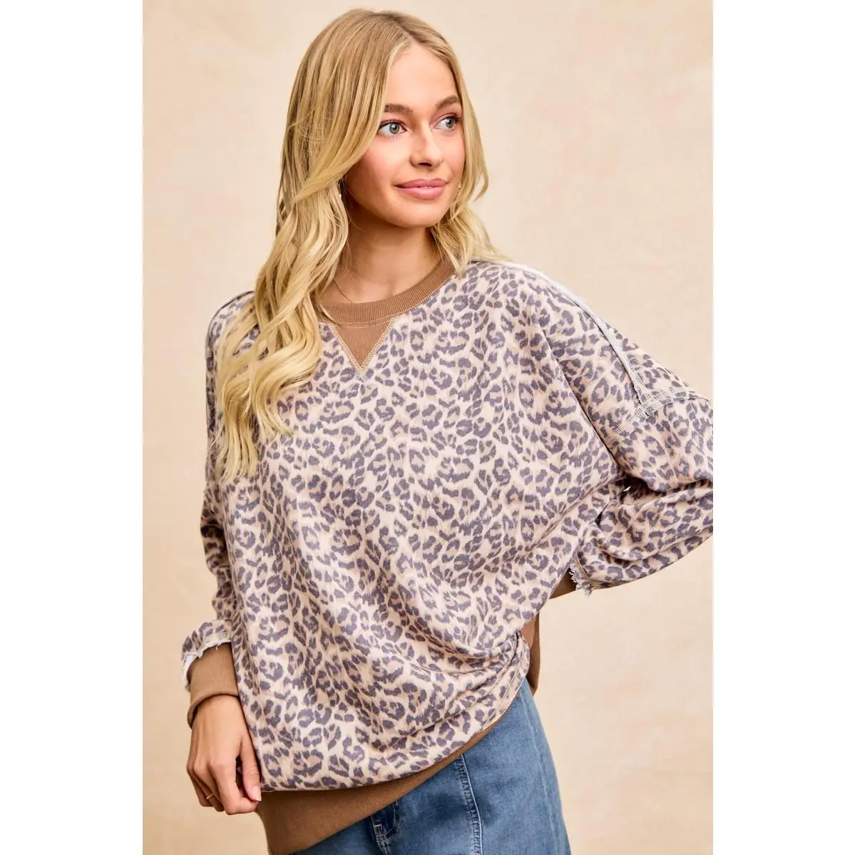 BiBi Leopard Printed French Terry Sweatshirt