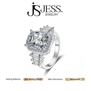 [#1127] Square Halo Ring, 4ct Radiant Cut, VVS Synthetic Moissanite, 925 Sterling Silver Jewelry for Women