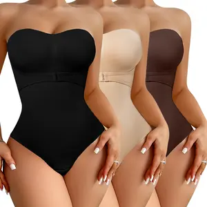 Plus Size Strapless Bodysuit With Chest Support Belt Tummy Control Shapewear Women Briefs Butt Lifter Body Shaper with Removable Straps  Ultra Stretch Fabric Breathable Comfortable Fit Tops