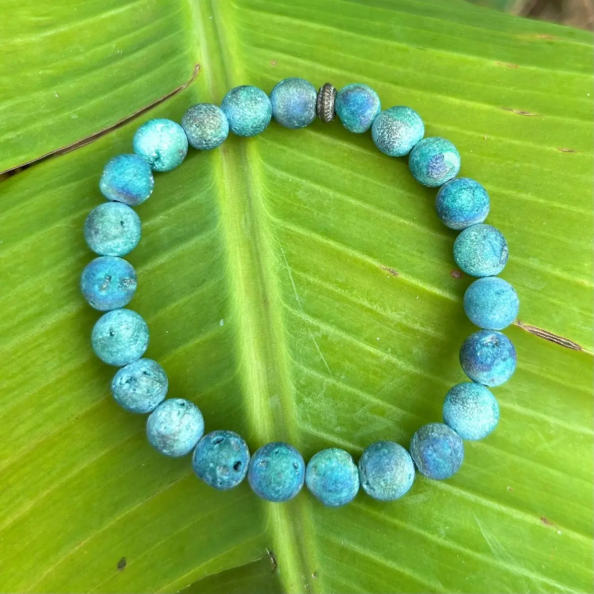 8mm Aqua druzy bracelet