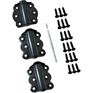 Door Spring Hinges, 2-3/4", Each Set Including 2 count Self Closing and 1 count Adjustable Self Closing Door Hinge, Black, 1 Set,  Taiwan