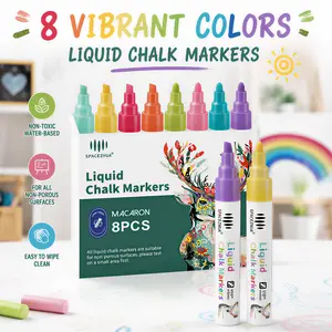 Liquid Chalk Markers for Blackboard 8 Macaron Colors 6mm Reversible Bullet&Chisel Tips Chalk Pens Wet & Dry Erase Markers for Kids,Adults Teachers Whiteboard Chalkboard Calendar Windows Glass Signs
