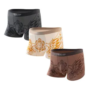 NEXFORMX Men's Fashion Wing Crown Print Modal Boxer Trunks 3 Pack Ultra Soft Breathable Moisture Wicking Underwear Wide Waistband Comfortable Fit