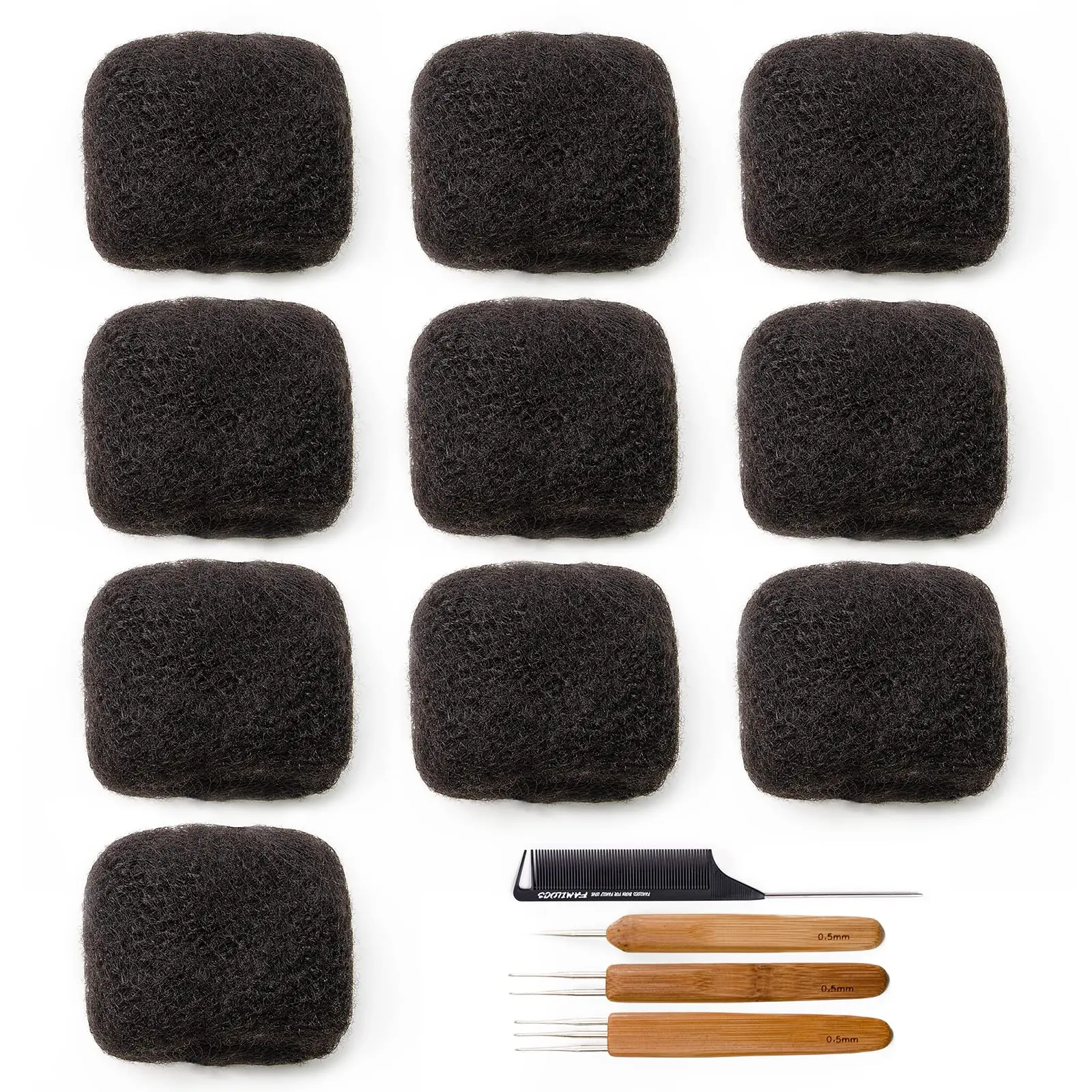 Familocs 4C Afro Kinky Curly Bulk Human Hair for Unisex DIY Projects, Braids & Loc Repair - Itch-Free, 100% Bleachable and Dyeable, Hair Braids, Diy Extensions, Fluffy, Soft & Natural Shine, Itch-Free & Scalp-Friendly, Bulk Pack, Wigs, Premium Human Hair