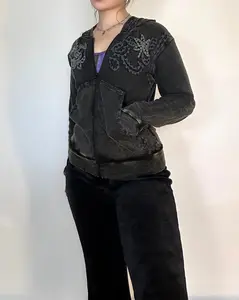 Jasper Hoodie - Black Embroidered Design, Long Sleeve Sweater, Comfortable Women's Wear, Ideal for Casual Outings