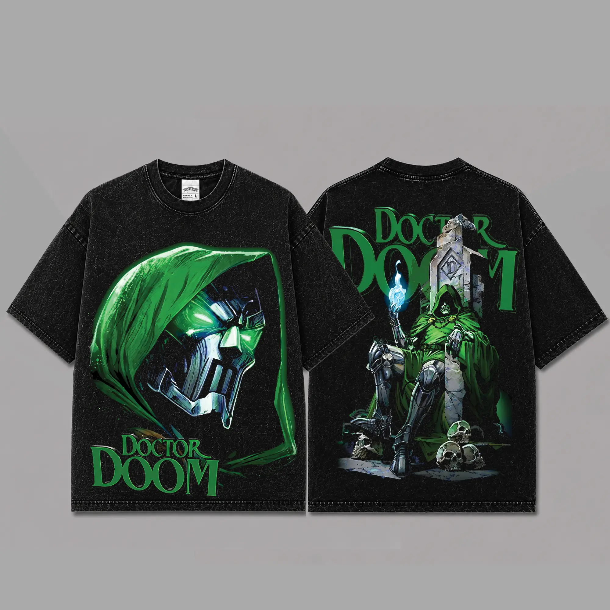 Ver 2 Dr Doom Inspired Oversized Black Graphic T-Shirt, Vintage Movie Actor Fan Tee, The Victor Von Doom Shirt, Y2K Comic Style Streetwear Top, Black Cotton Unisex Tee, Retro Superhero Inspired Shirt, Gift for Movie Fans