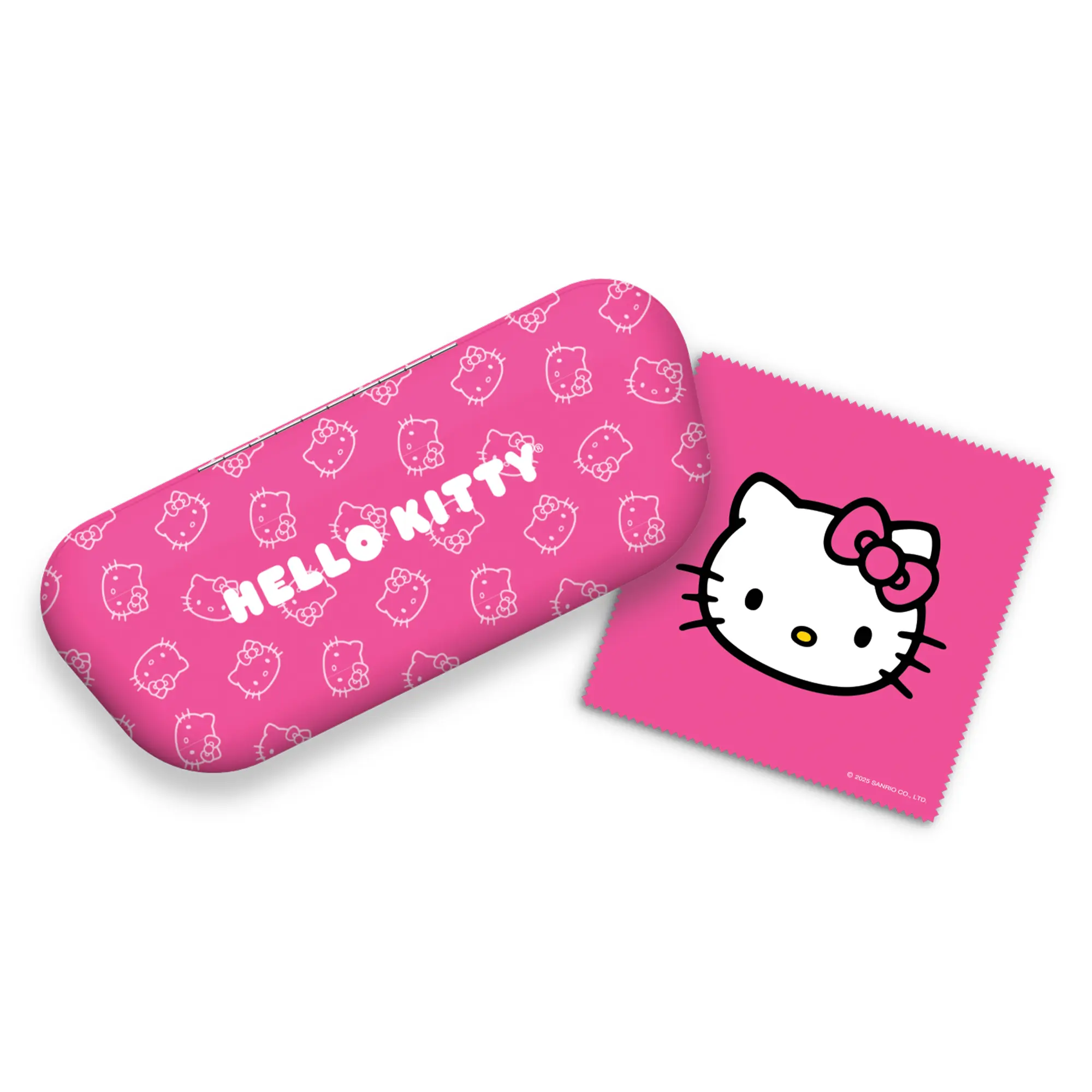 Hello Kitty Pink Eyeglass Case with Cleaning Cloth, Soft Lined Travel Glasses Holder for Eyeglasses & Sunglasses