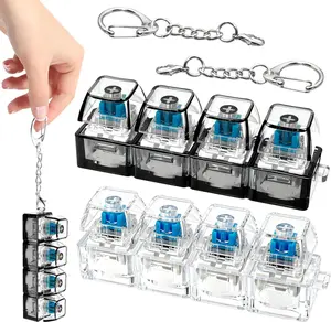 2 pcs Keyboard Fidget Toy Light Up,  Keychain 4-in-1 with Cat Keycaps, for Adult to Relief Stress,Easter Basket Stuffers