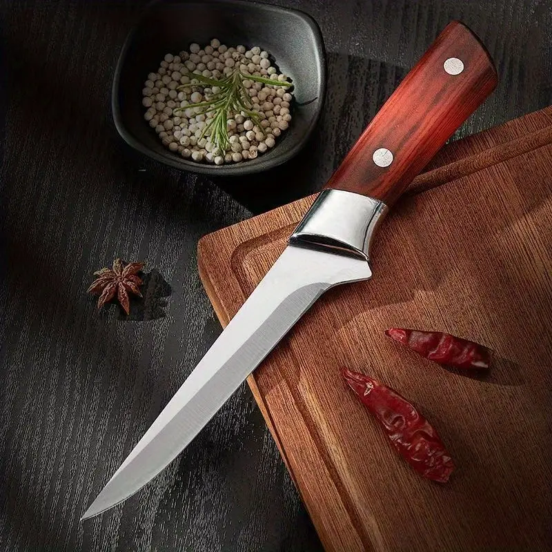 Stainless Steel Ultra-Sharp Pro Kitchen Knife - Anti-Stick Blade, Ergonomic Wooden Handle, High-End Engraved Tool for Bone Chopping, Fruit Slicing, Home Chef Household Essential (Top Birthday Gift Option), Knives