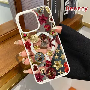 Phone Case Compatible with iPhone 17 16  Pro Max Plus 15 14 13 12 11 Air E Treasure Ornament Array Pattern Magnetic Acrylic Bumper Shockproof Cover