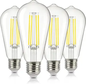 ST19 Dusk to Dawn LED Outdoor Light Bulb, 800LM Sunlight Sensor Light Bulbs, 7W (60W Equivalent), 5000K Daylight White, Automatic Light Bulb for Porch, Patio, Garage, 4 Pack, Non-Dimmable