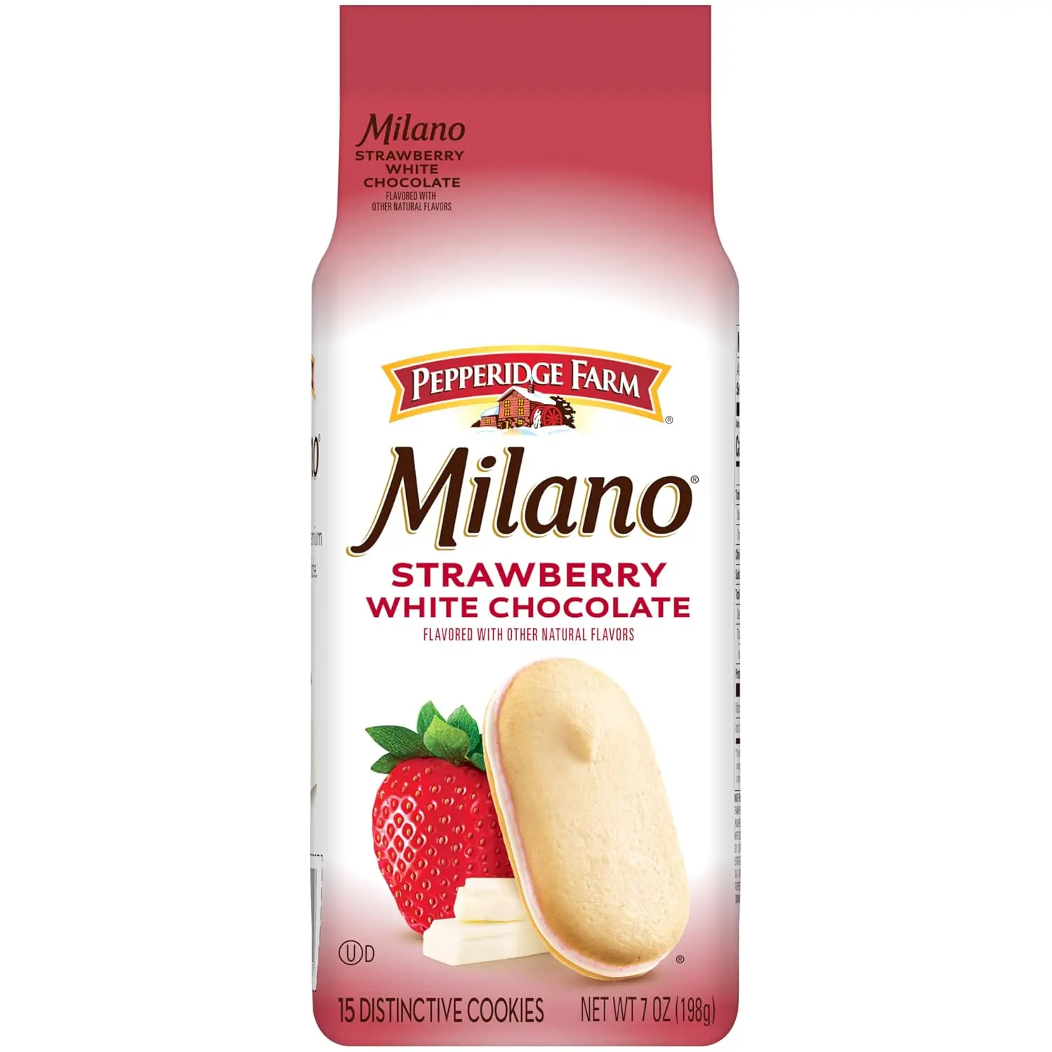Milano White Chocolate Strawberry Flavored Cookies, 7 Oz