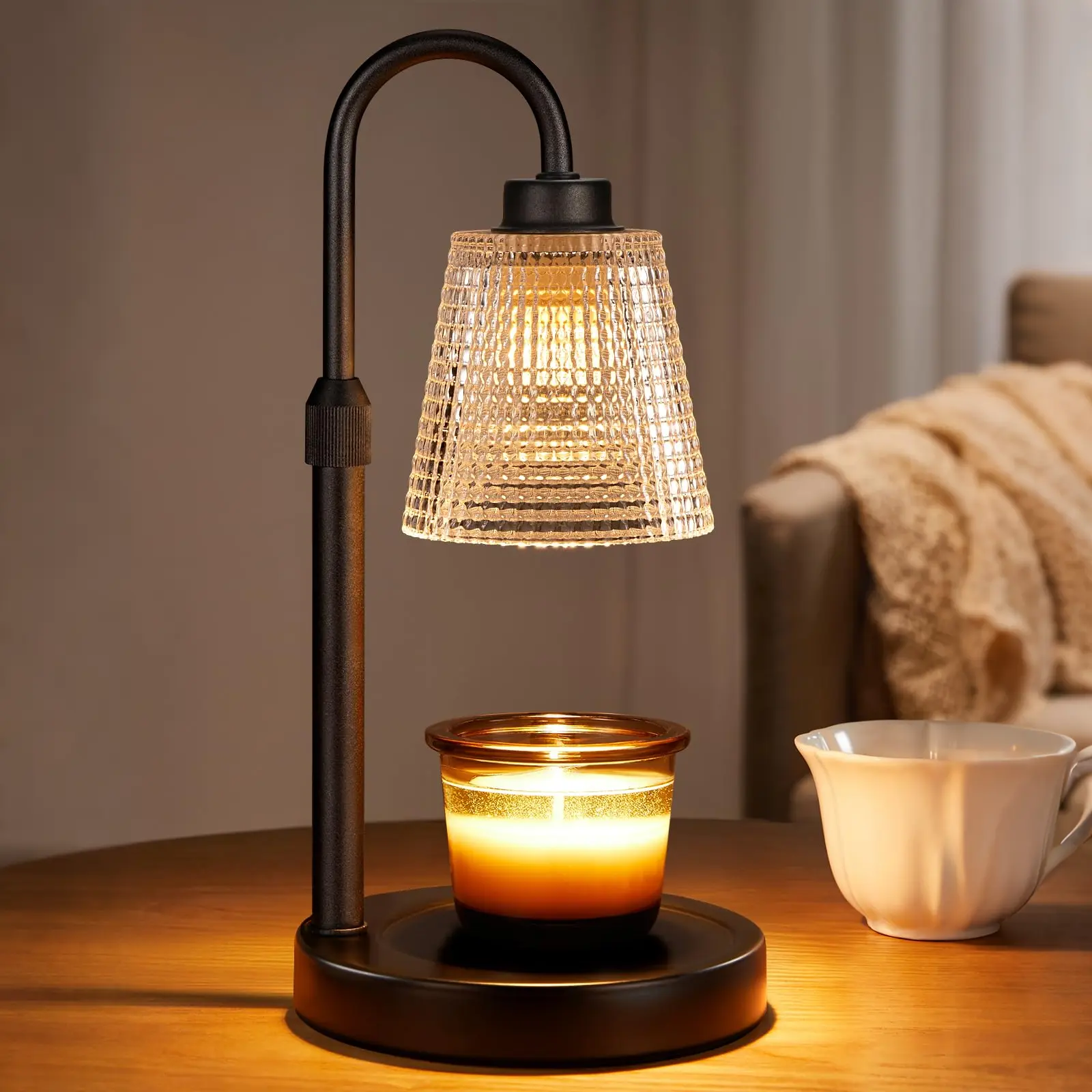 ISUNMEA Candle Warmer Lamp with Timer, Dimmable Candle Warmer for Jar Candles, Height Adjustable Wax Melts Warmer, Birthday Gifts for Women Mom, House Warming Gifts New Home Decor
