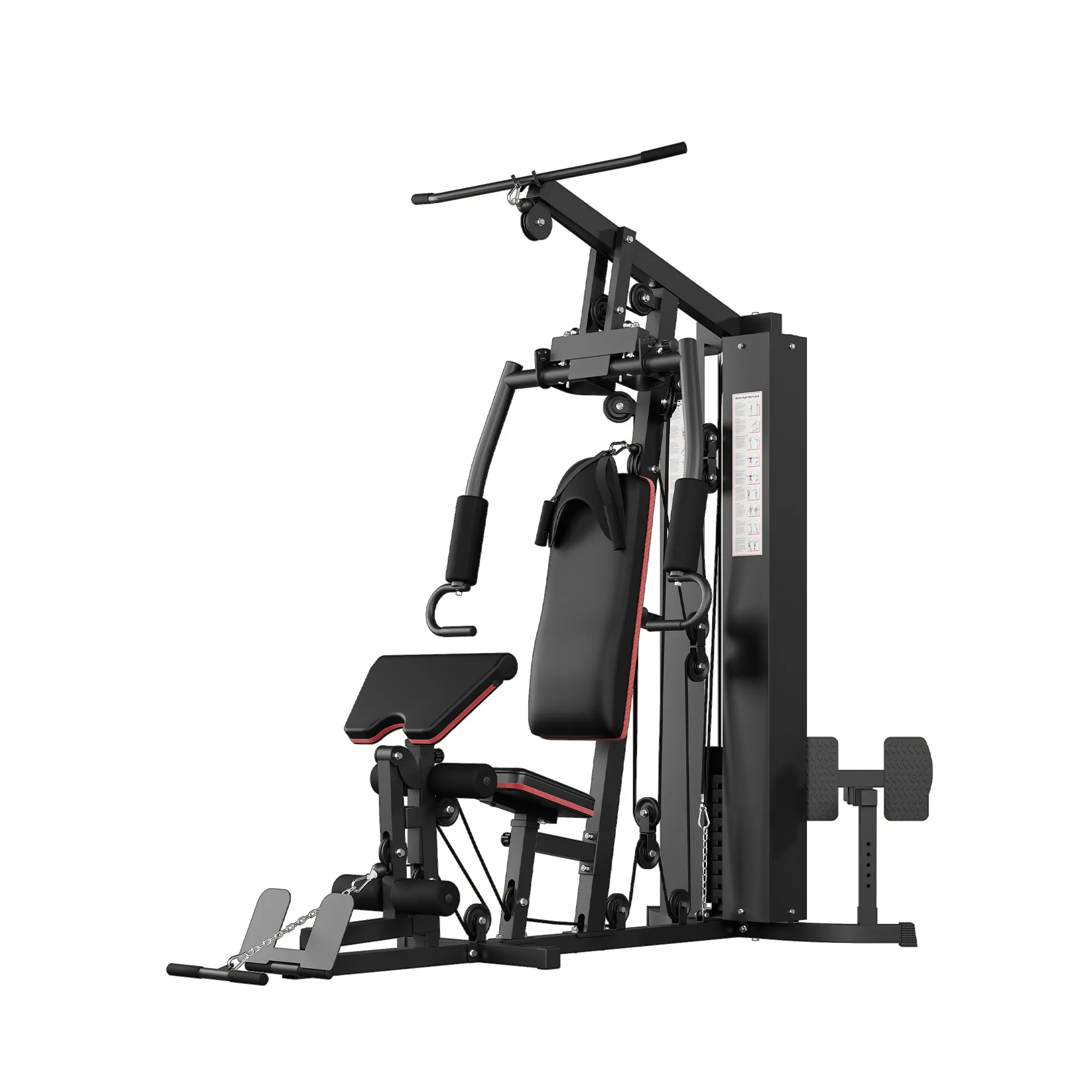 Multifunctional Home Gym Machine, Workout Equipment with 150 Lbs Weight Stack, Home Gym Equipment with Leg Press, Pulley Ststem, Preacher Curl Pad for Full Body Workout