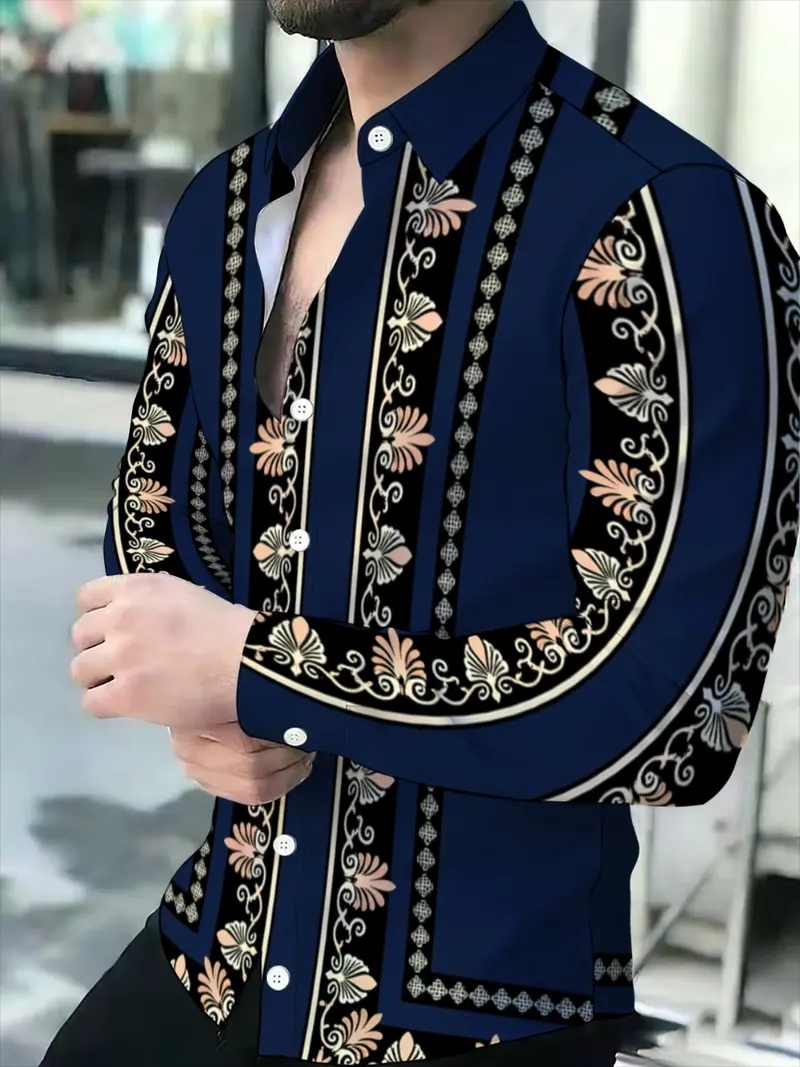 Blue collar shirt gold tie men - TikTok Shop